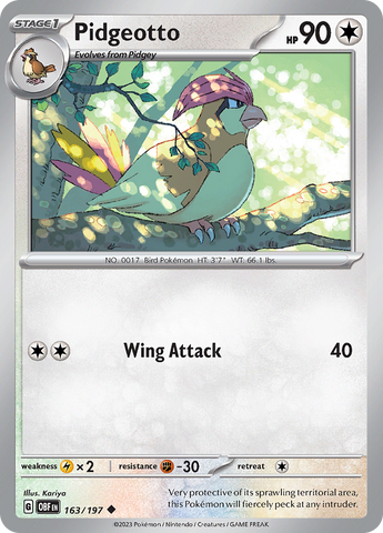 Pidgeotto (163/197) [Scarlet &amp; Violet: Obsidian Flames] 