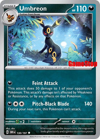 Umbreon (130/197) (GameStop Exclusive) [Scarlet &amp; Violet: Obsidian Flames] 