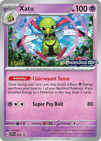 Xatu (059) (Staff Prerelease Promo) [Scarlet & Violet: Black Star Promos]