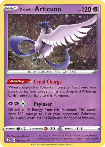 Galarian Articuno (063/203) (Cosmos Holo) [Sword &amp; Shield: Evolving Skies] 