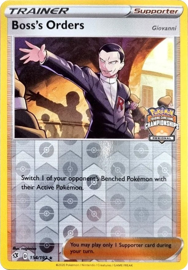 Boss's Orders (154/192) (Giovanni) (Regional Championship Promo) [Sword &amp; Shield: Rebel Clash] 