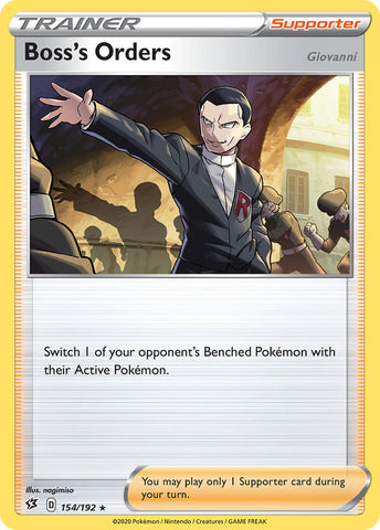 Boss's Orders (154/192) (Giovanni) (Theme Deck Exclusive) [Sword &amp; Shield: Rebel Clash] 