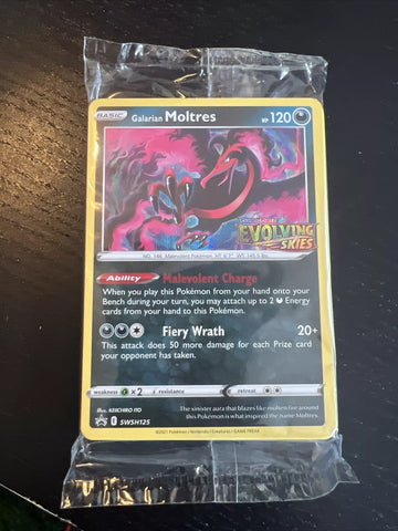 Galarian Moltres - Evolving Skies Prerelease Promo - Sealed - SWSH125