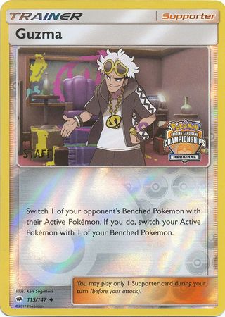 Guzma (115/147) (League Promo) (Staff) [Sun &amp; Moon: Burning Shadows] 