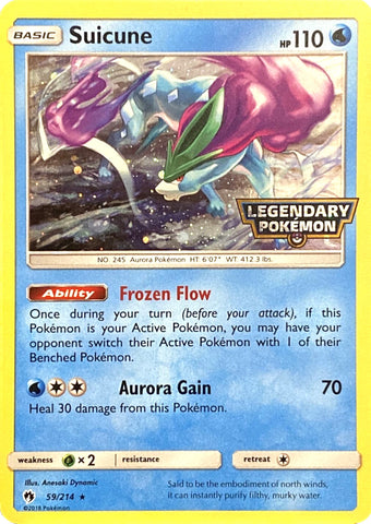 Suicune (59/214) (Legendary Pokemon Stamped) [Sun &amp; Moon: Lost Thunder] 