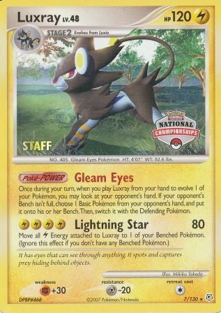 Luxray (7/130) (National Championships) (Staff) [Diamond &amp; Pearl: Base Set] 