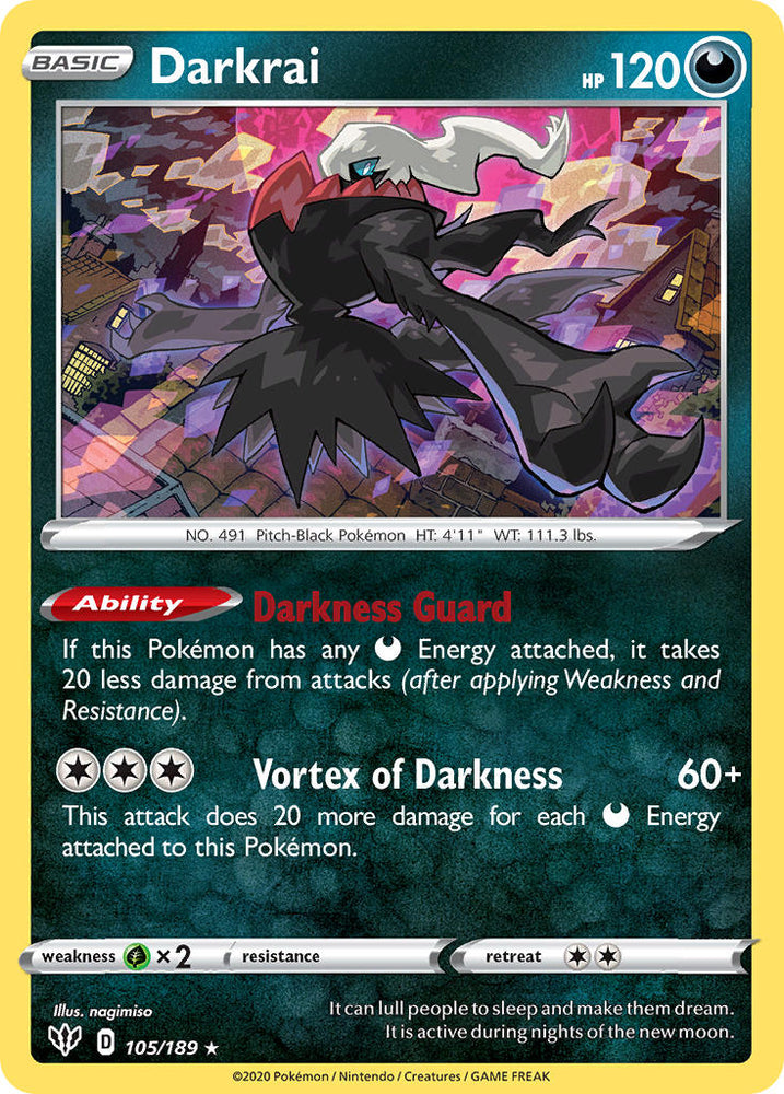 Darkrai (105/189) (Theme Deck Exclusive) [Sword &amp; Shield: Darkness Ablaze] 