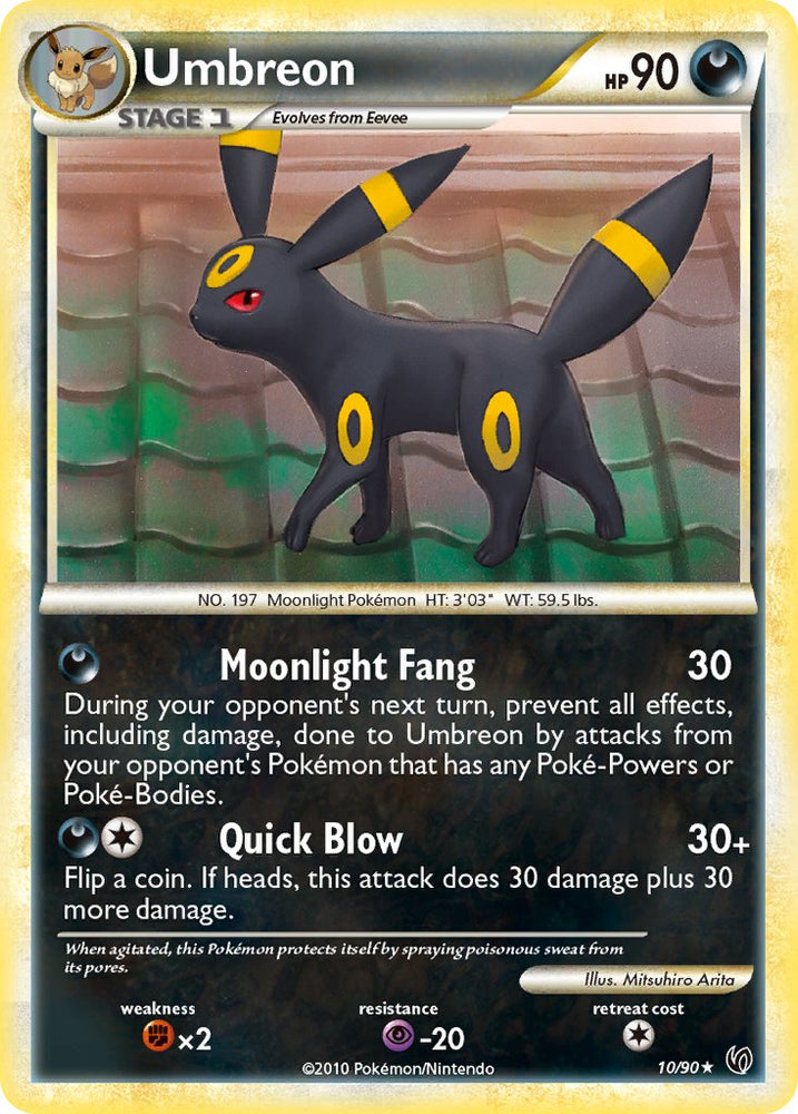 Umbreon (10/90) (Cracked Ice Holo) (Theme Deck Exclusive) [HeartGold &amp; SoulSilver: Undaunted] 