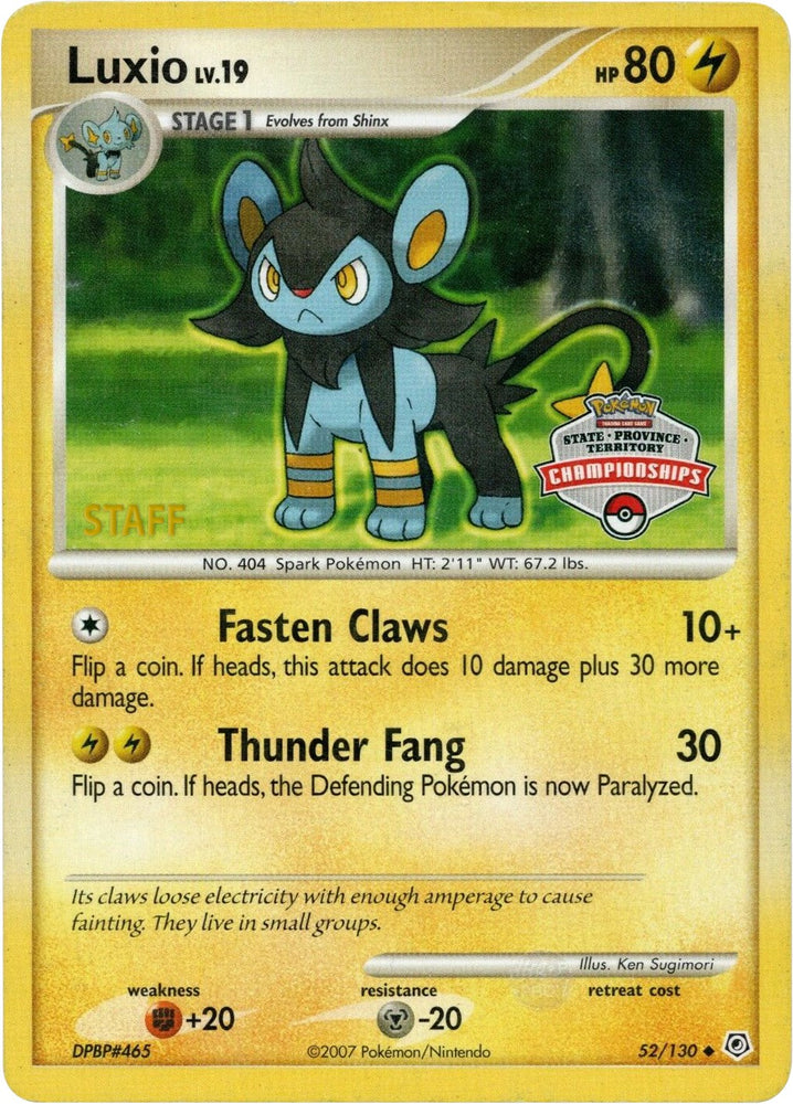 Luxio (52/130) (State Championship Staff Promo) [Diamond &amp; Pearl: Base Set] 