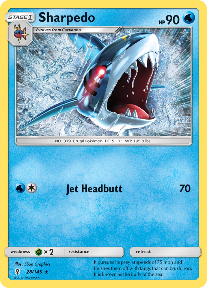 Sharpedo (28/145) [Sun &amp; Moon: Guardians Rising] 