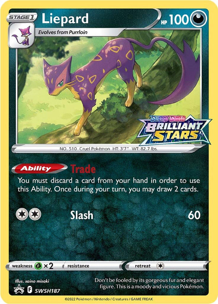 Liepard (SWSH187) (Prerelease Promo) [Sword &amp; Shield: Black Star Promos] 