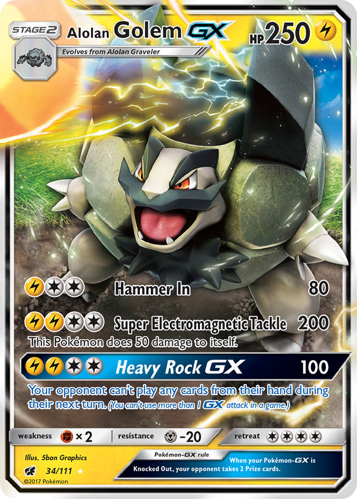 Alolan Golem GX (34/111) [Sun &amp; Moon: Crimson Invasion] 