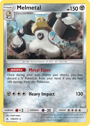 Melmetal (129/214) (Cosmos Holo) [Sun &amp; Moon: Unbroken Bonds] 