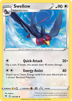 Swellow (134/185) [Sword &amp; Shield: Vivid Voltage] 