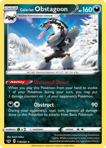 Galarian Obstagoon (119/202) (Theme Deck Exclusive) [Sword &amp; Shield: Base Set] 