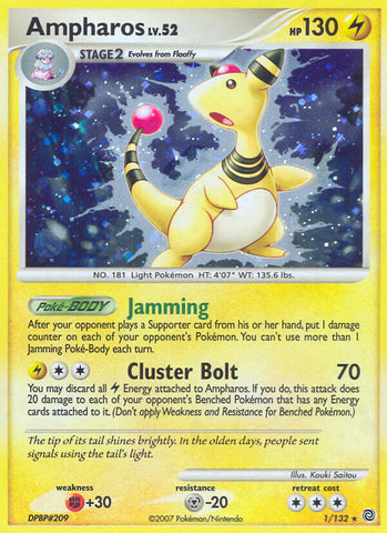 Ampharos (1/132) (Theme Deck Exclusive) [Diamond &amp; Pearl: Secret Wonders] 