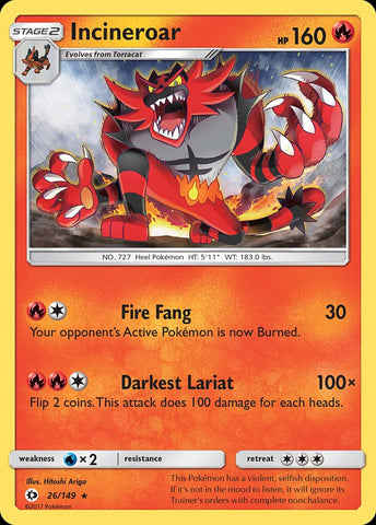 Incineroar (26/149) (Theme Deck Exclusive) [Sun &amp; Moon: Base Set] 