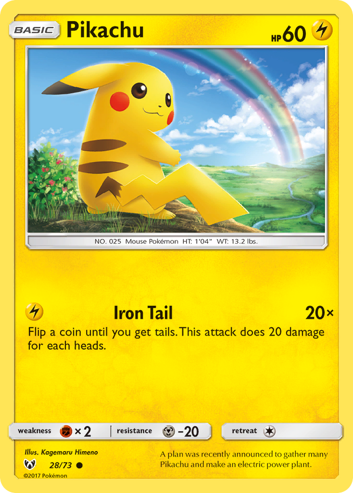 Pikachu (28/73) (Cosmos Holo) [Sun &amp; Moon: Shining Legends] 