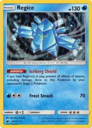 Regice (28/111) (Cosmos Holo) [Sun &amp; Moon: Crimson Invasion] 