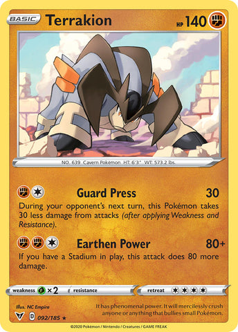 Terrakion (092/185) [Sword &amp; Shield: Vivid Voltage] 