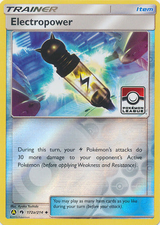 Electropower (172a/214) (League Promo) [Sun &amp; Moon: Lost Thunder] 