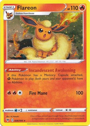 Flareon (026/185) (Cosmos Holo) [Sword &amp; Shield: Vivid Voltage] 