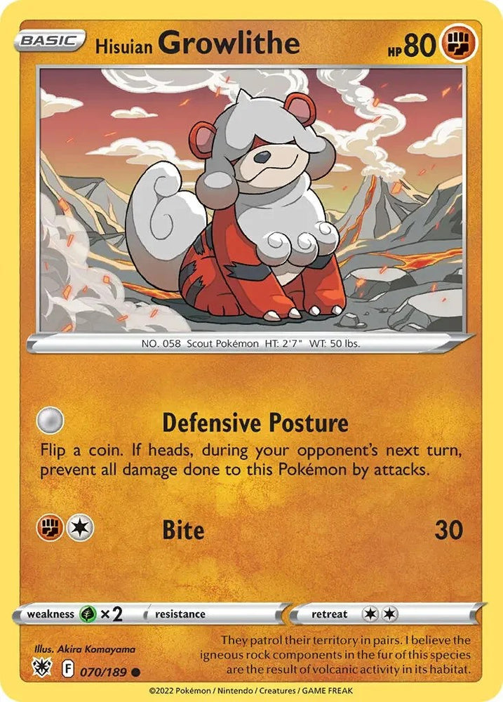 Hisuian Growlithe (070/189) (Theme Deck Exclusive) [Sword &amp; Shield: Astral Radiance] 