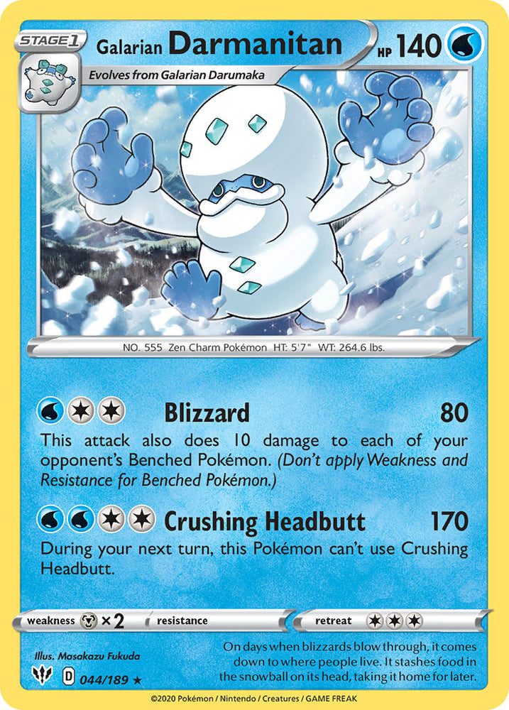 Galarian Darmanitan (044/189) (Cracked Ice Holo) (Theme Deck Exclusive) [Sword &amp; Shield: Darkness Ablaze] 