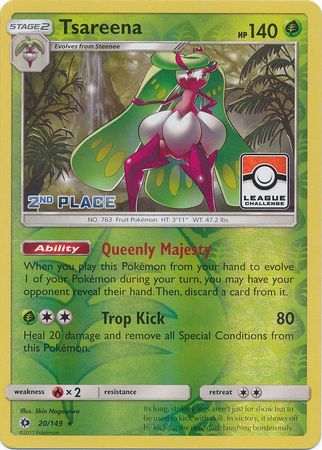 Tsareena (20/149) (League 2nd Place) [Sun &amp; Moon: Base Set] 