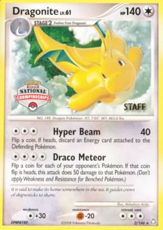 Dragonite (2/146) (National Championship Staff) [Diamond &amp; Pearl: Legends Awakened] 