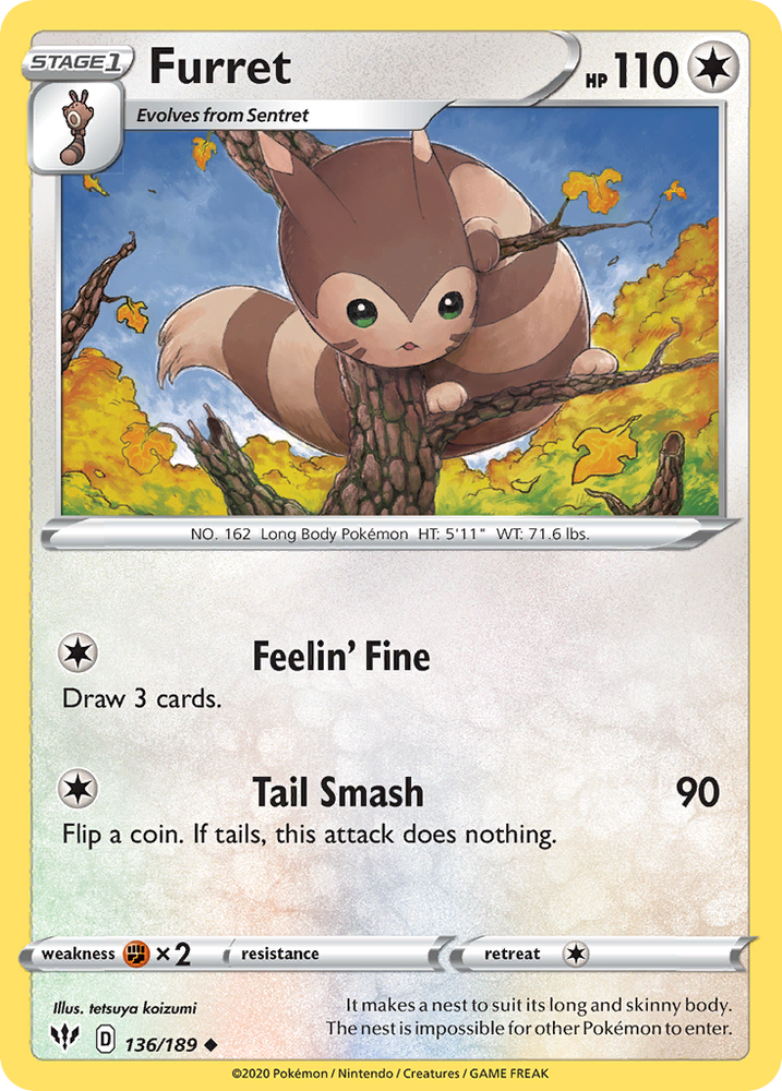 Furret (136/189) [Sword &amp; Shield: Darkness Ablaze] 