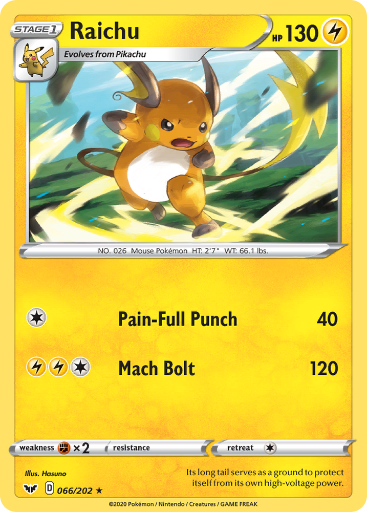 Raichu (066/202) [Sword &amp; Shield: Base Set] 