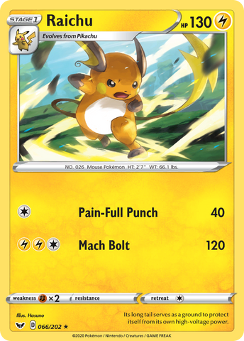 Raichu (066/202) [Sword &amp; Shield: Base Set] 