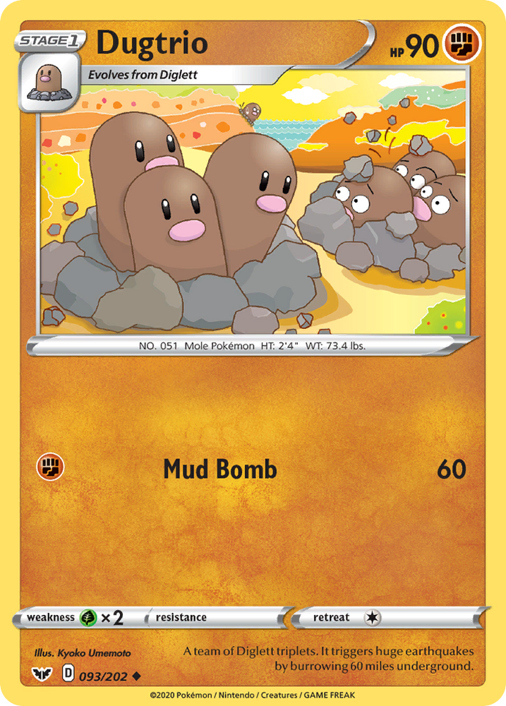 Dugtrio (093/202) [Sword &amp; Shield: Base Set] 