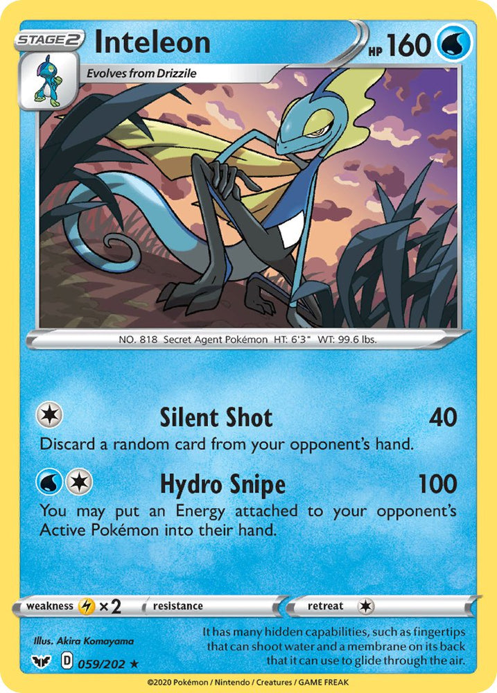 Inteleon (059/202) (Cracked Ice Holo) (Theme Deck Exclusive) [Sword &amp; Shield: Base Set] 