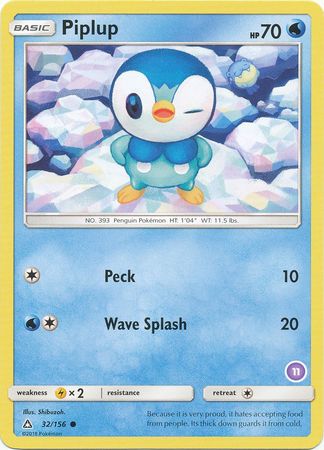 Piplup (32/156) (Deck Exclusive #11) [Sun &amp; Moon: Trainer Kit - Alolan Sandslash] 