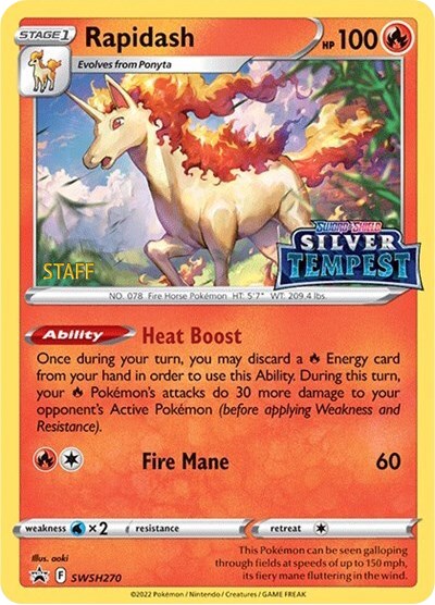 Rapidash (SWSH270) (Prerelease) (Staff) [Sword &amp; Shield: Black Star Promos] 