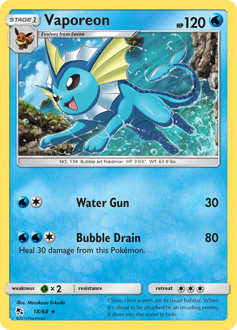 Vaporeon (18/68) [Sun &amp; Moon: Hidden Fates] 